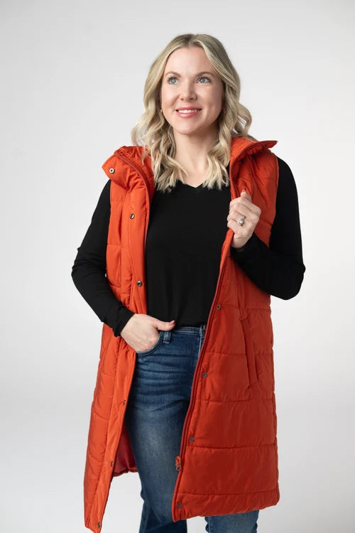 PREORDER  Michelle Mae | Harlow Long Vest | Pumpkin