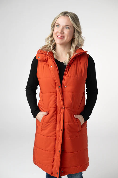 PREORDER  Michelle Mae | Harlow Long Vest | Pumpkin