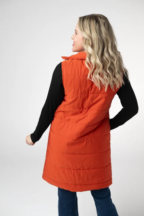 PREORDER  Michelle Mae | Harlow Long Vest | Pumpkin