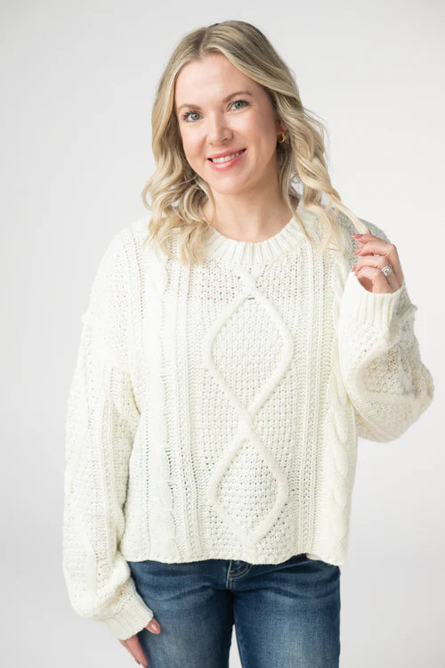 PREORDER  Michelle Mae | Cable Knit Sweater | Ivory