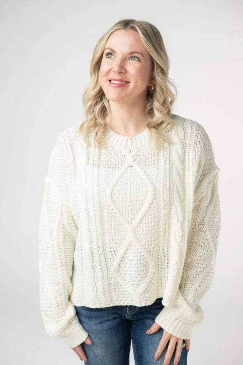 PREORDER  Michelle Mae | Cable Knit Sweater | Ivory