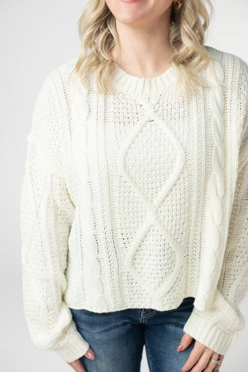 PREORDER  Michelle Mae | Cable Knit Sweater | Ivory