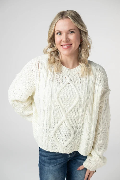 PREORDER  Michelle Mae | Cable Knit Sweater | Ivory