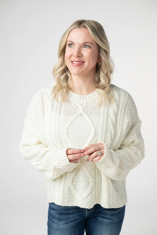 PREORDER  Michelle Mae | Cable Knit Sweater | Ivory