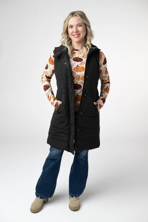 PREORDER  Michelle Mae | Harlow Long Vest | Black