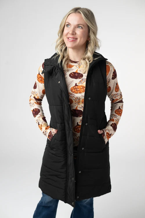 PREORDER  Michelle Mae | Harlow Long Vest | Black