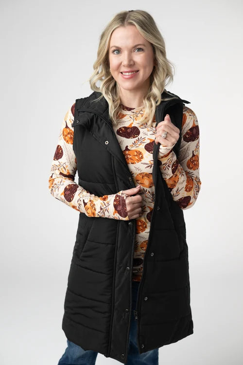 PREORDER  Michelle Mae | Harlow Long Vest | Black