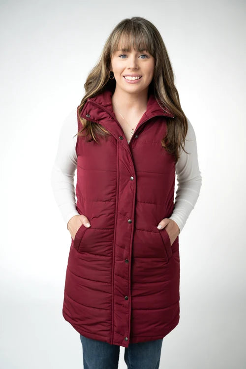 PREORDER  Michelle Mae | Harlow Long Vest | Burgundy