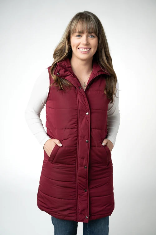 PREORDER  Michelle Mae | Harlow Long Vest | Burgundy