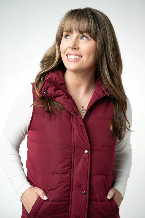 PREORDER  Michelle Mae | Harlow Long Vest | Burgundy
