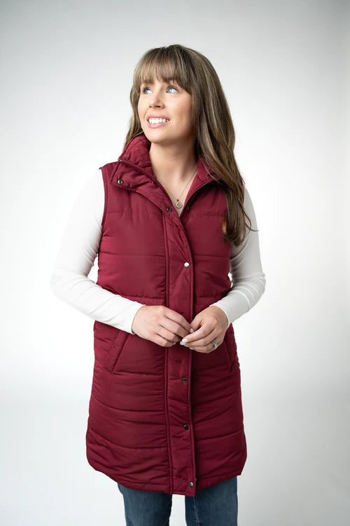 PREORDER  Michelle Mae | Harlow Long Vest | Burgundy