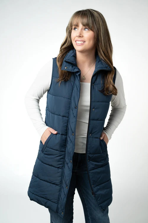 PREORDER  Michelle Mae | Harlow Long Vest | Navy