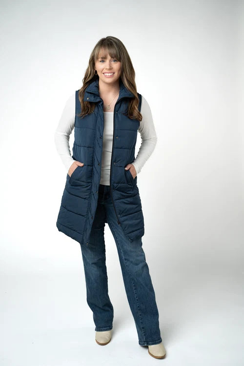 PREORDER  Michelle Mae | Harlow Long Vest | Navy
