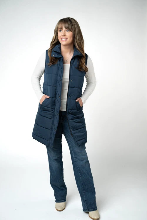 PREORDER  Michelle Mae | Harlow Long Vest | Navy