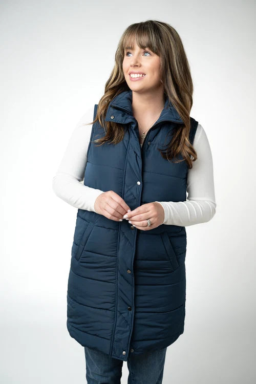 PREORDER  Michelle Mae | Harlow Long Vest | Navy
