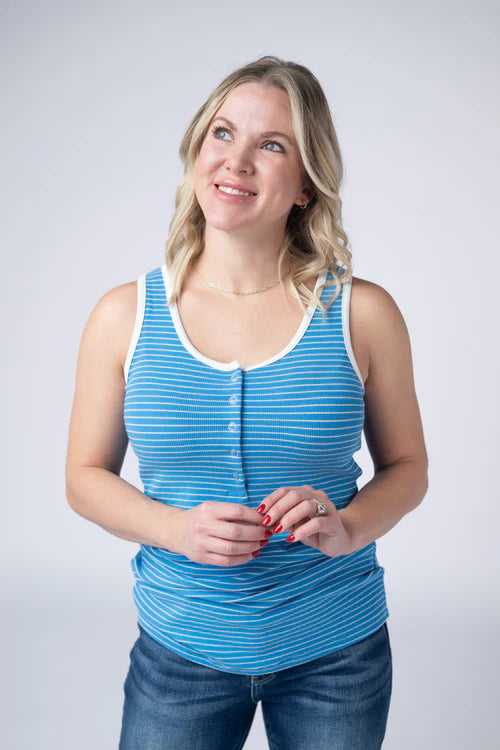 Michelle Mae | Shiloh Button Snap Tank | Ocean Blue