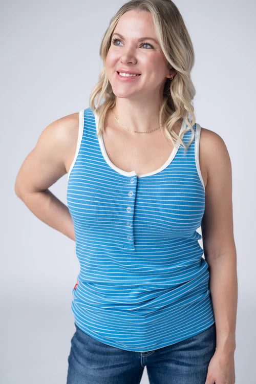 Michelle Mae | Shiloh Button Snap Tank | Ocean Blue