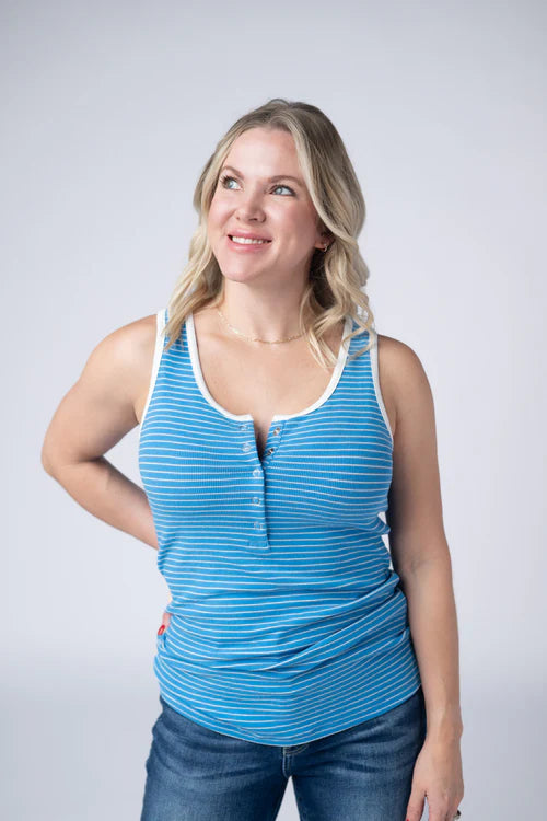 Michelle Mae | Shiloh Button Snap Tank | Ocean Blue