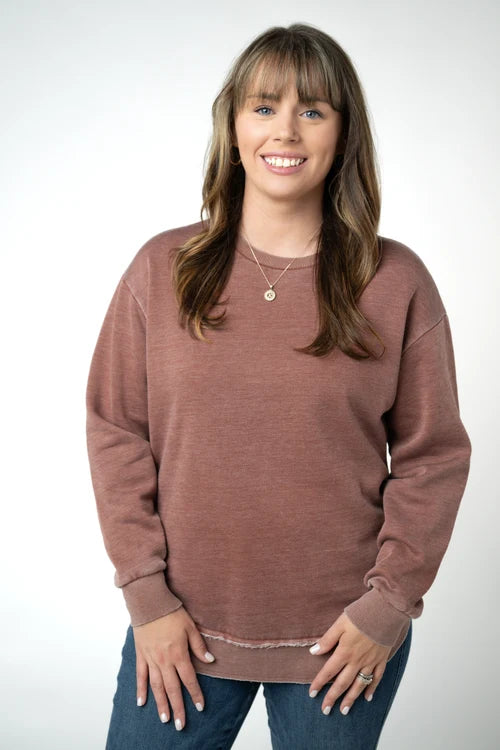PREORDER  Michelle Mae | Vintage Wash Pullover | Brown