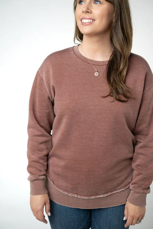 PREORDER  Michelle Mae | Vintage Wash Pullover | Brown