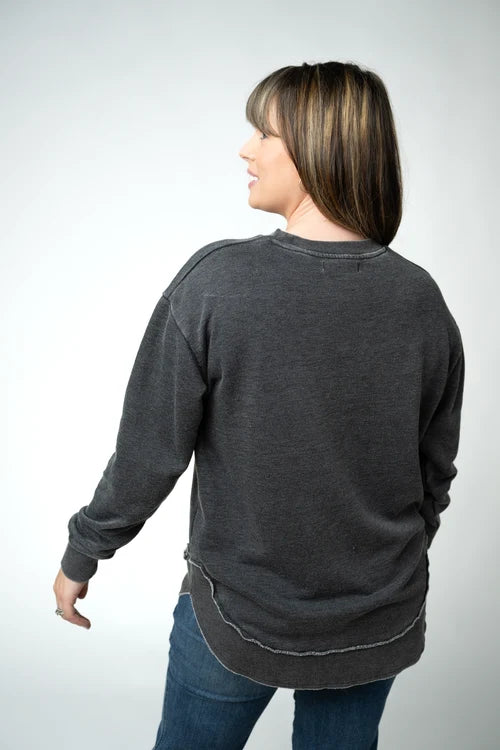 PREORDER  Michelle Mae | Vintage Wash Pullover | Black