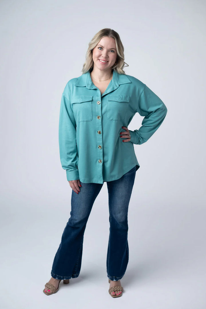 Michelle Mae | Brenna Button Down Top | Teal