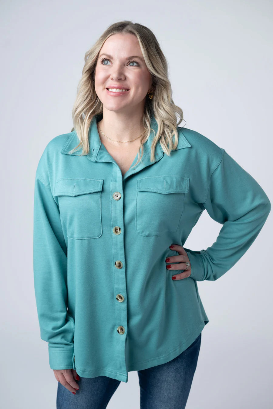 Michelle Mae | Brenna Button Down Top | Teal