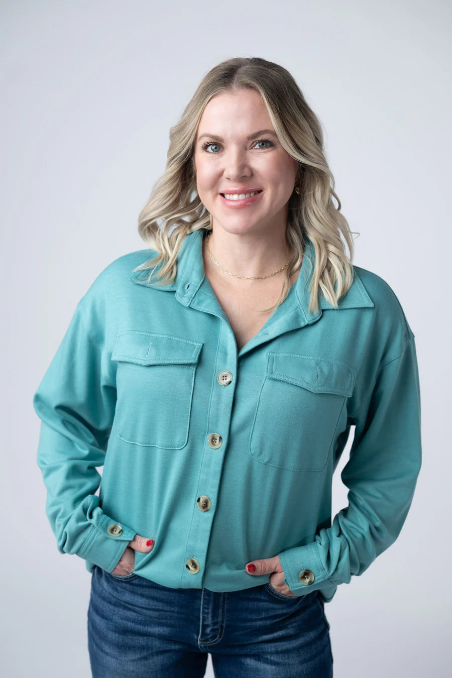 Michelle Mae | Brenna Button Down Top | Teal