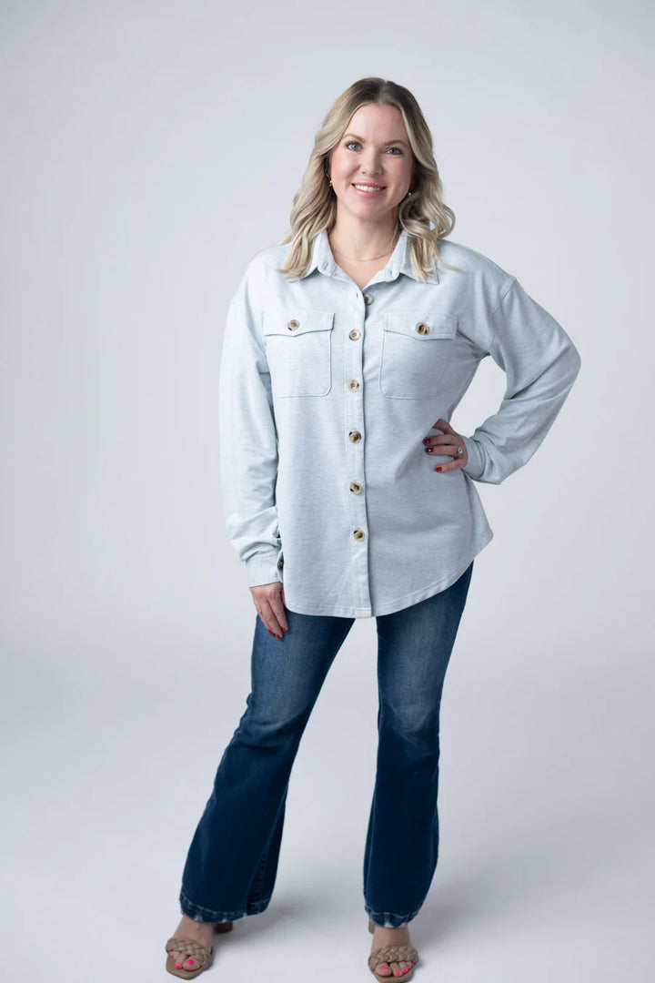 Michelle Mae | Brenna Button Down Top | Grey