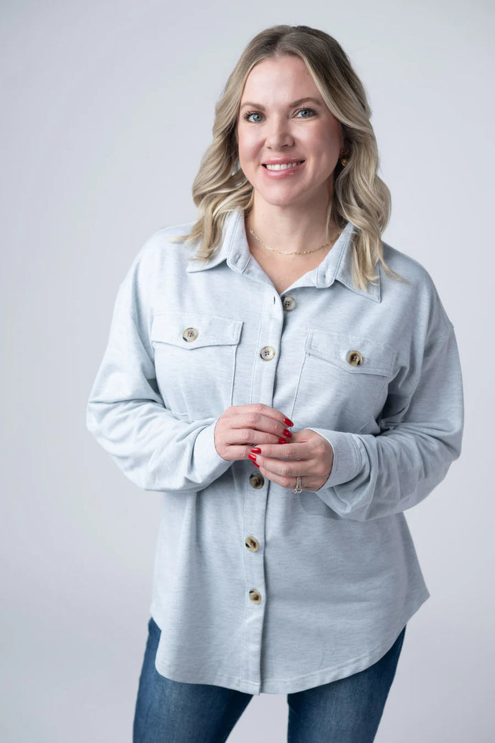 Michelle Mae | Brenna Button Down Top | Grey