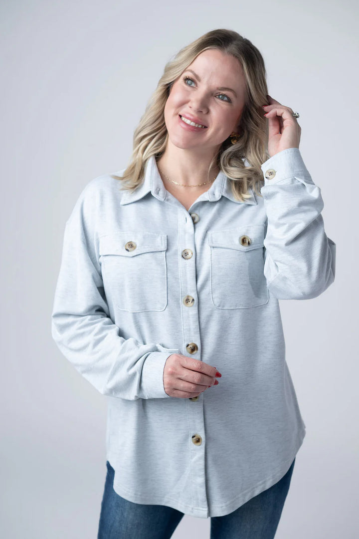 Michelle Mae | Brenna Button Down Top | Grey