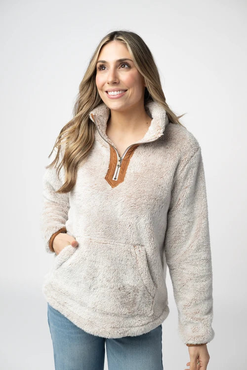 Michelle Mae | Ryan Quarter Zip Sherpa | Camel