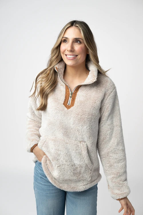 Michelle Mae | Ryan Quarter Zip Sherpa | Camel