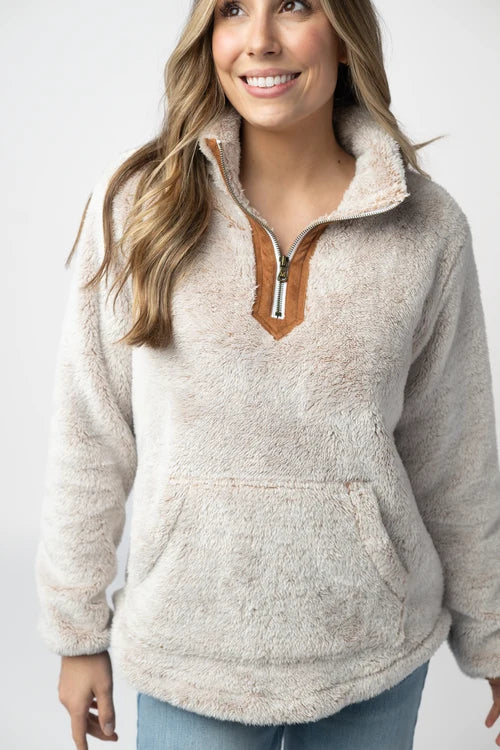 Michelle Mae | Ryan Quarter Zip Sherpa | Camel