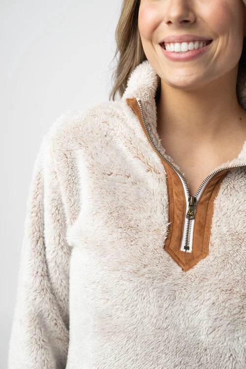 Michelle Mae | Ryan Quarter Zip Sherpa | Camel