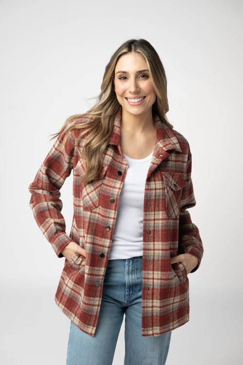 PREORDER  Michelle Mae | Norah Plaid Shacket | Brick Plaid