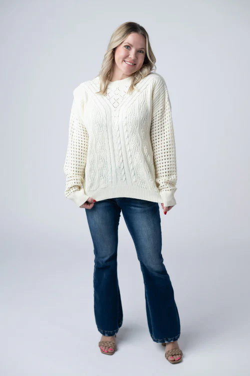 Michelle Mae | Jasmine Open Knit Sweater | Ivory
