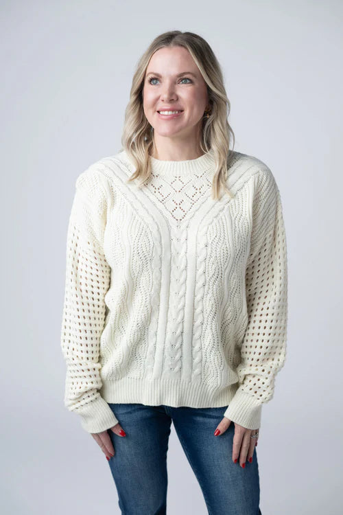Michelle Mae | Jasmine Open Knit Sweater | Ivory