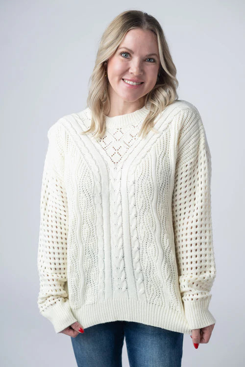 Michelle Mae | Jasmine Open Knit Sweater | Ivory