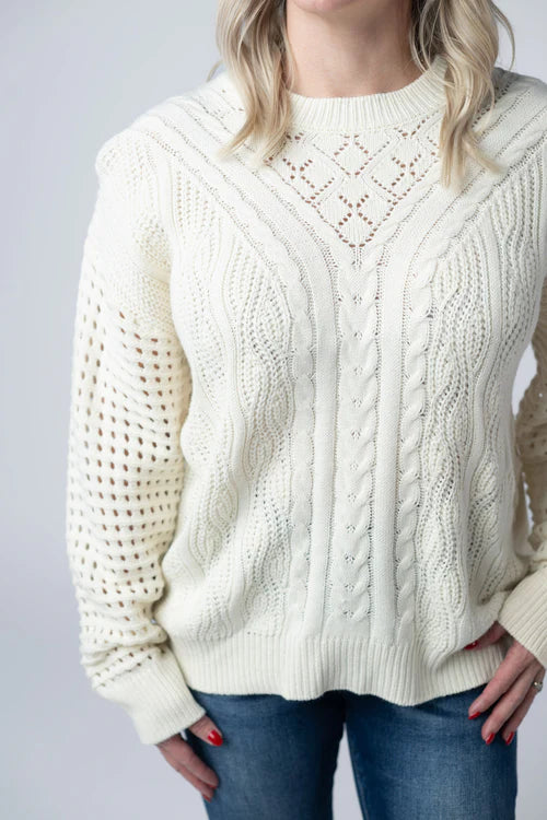 Michelle Mae | Jasmine Open Knit Sweater | Ivory