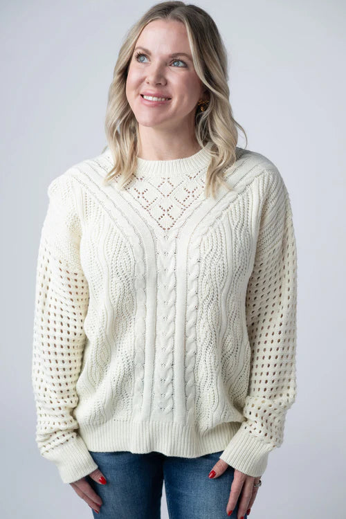 Michelle Mae | Jasmine Open Knit Sweater | Ivory