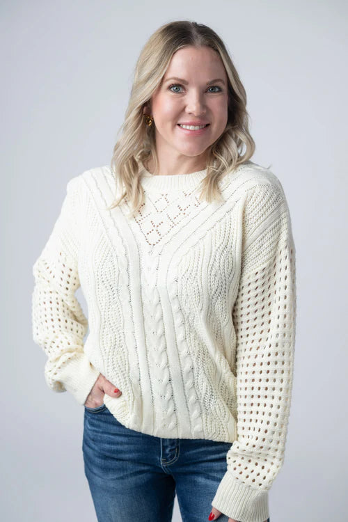 Michelle Mae | Jasmine Open Knit Sweater | Ivory