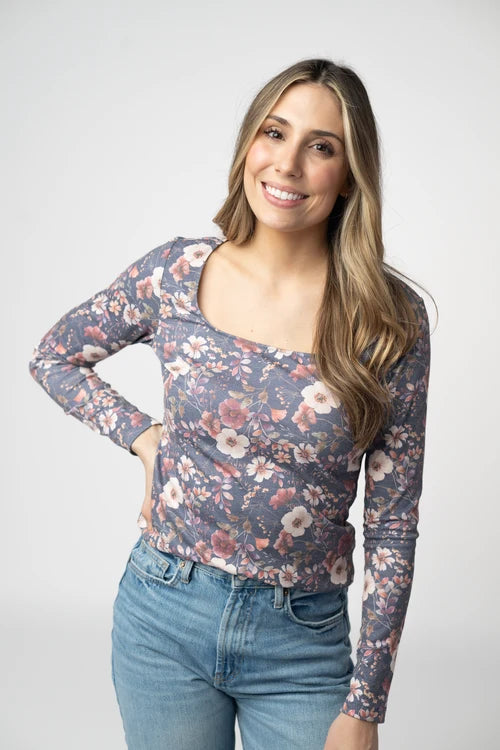 Michelle Mae | Alyssa Long Sleeve Top | Blushwood Floral