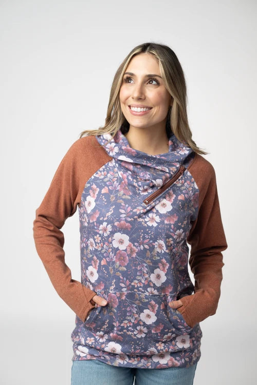 PREORDER  Michelle Mae | Zoey ZipCowl Sweatshirt | Blushwood Floral & Terracotta
