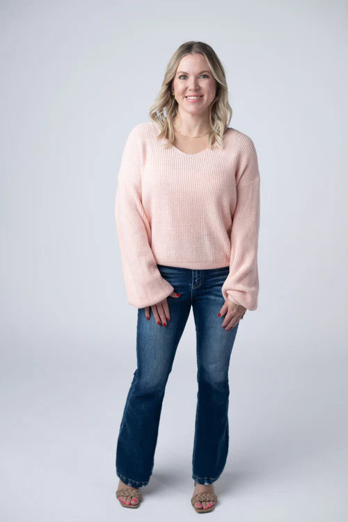 Michelle Mae | Bethany Bow Knit Sweater | Light Pink