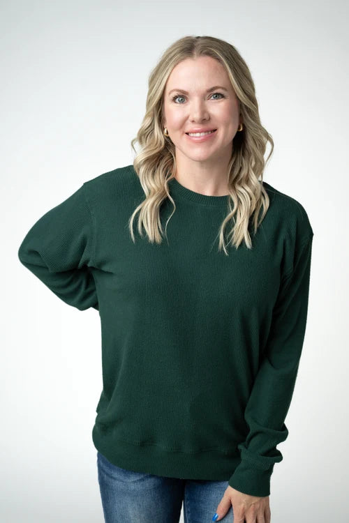 PREORDER  Michelle Mae | Corrine Ribbed Pullover | Evergreen