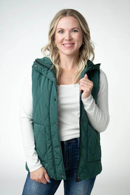 PREORDER  Michelle Mae | Remy Zip Up Vest | Evergreen