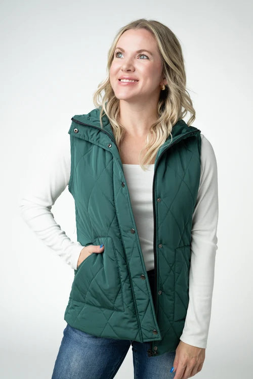 PREORDER  Michelle Mae | Remy Zip Up Vest | Evergreen