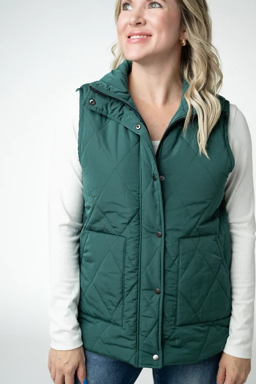 PREORDER  Michelle Mae | Remy Zip Up Vest | Evergreen