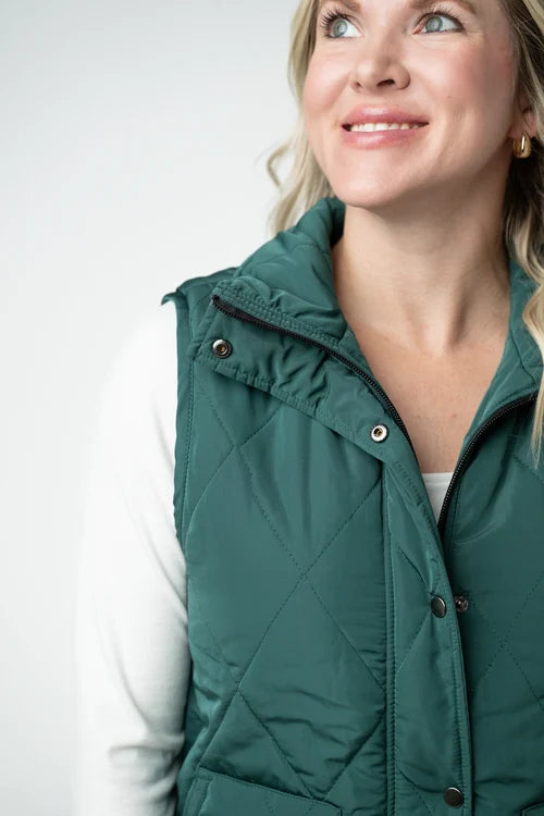 PREORDER  Michelle Mae | Remy Zip Up Vest | Evergreen